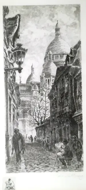Aime Edmond Dallemagne - (1882-1971) | Rue de Chevalier & Sacre Coeur Parijs kaufen? Bieten Sie von 100!
