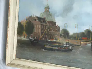 Fred Hartsuijker - Ingelijste pastel , Stadsgezicht Amsterdam kopen? Bied vanaf 40!