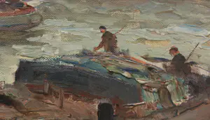 Gerard Delfgaauw - Olieverf op doek, Rotterdamse haven - Ingelijst (Groot) kopen? Bied vanaf 2000!