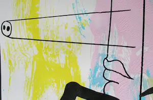 Kamagurka - groot uniek werk, acryl en inkt - On his way to a bad cartoon kopen? Bied vanaf 2600!