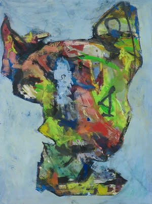 Niet of onleesbaar gesigneerd - Gouache, Compositie met abstract figuur - Ingelijst kopen? Bied vanaf 1!