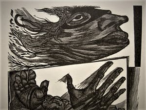 Lou Strik - Vermaard Graficus - Hout/Linosnede - Face,Hands,Lovers- gesigneerd kopen? Bied vanaf 14!