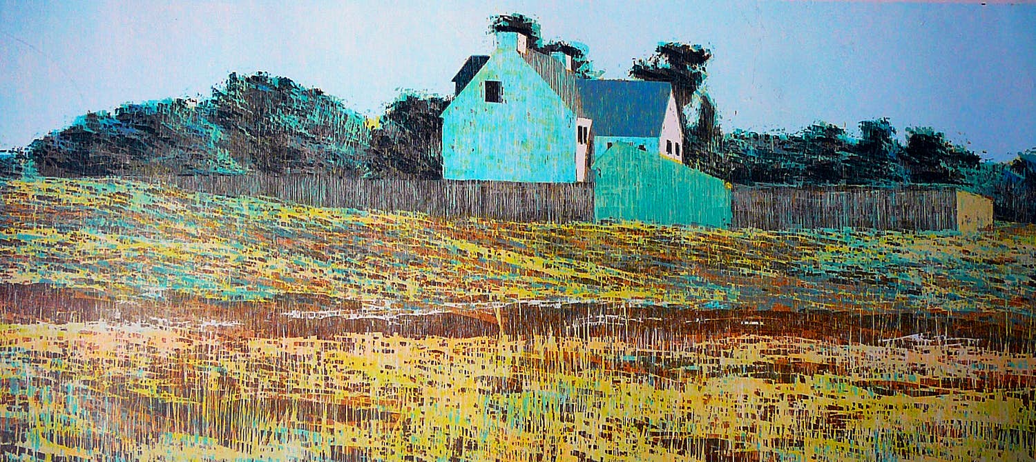 Reinoud Kuipers - Het witte huis - grote houtsnede 1999- verkocht voor € 45!