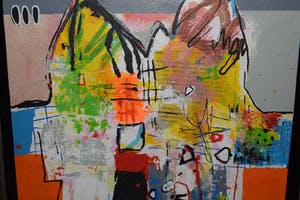 Kantcho Kanev - Zeefdruk en collage op papier (op paneel), Zonder titel kopen? Bied vanaf 75!