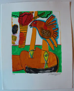 Corneille - Litho: tete pensive, soleil rouge - 2000 kopen? Bied vanaf 225!