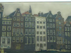 Cornelis Brandenburg - Kleurenets, Damrak Amsterdam – Lijst, 63 x 83 cm. kopen? Bied vanaf 1!