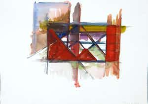 Kees Smits - Gouache op papier, Zonder titel verkocht voor € 50!