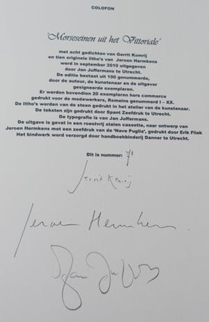 Jeroen Hermkens - Morseseinen uit Il Vittoriale - 2010 (10 litho's en 8 gedichten) kopen? Bied vanaf 275!
