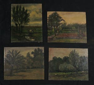 Pieter Haan - Olieverf op board, lot van vier boslandschappen kopen? Bied vanaf 1!