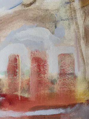 Klaas Boonstra - olieverf op board | 'Fantasiewereld' (Groot werk) kopen? Bied vanaf 600!