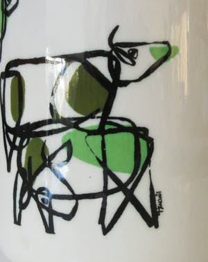 Royal Goedewaagen - Platelen apothekerspot met de afbeelding van gestileerde koeien kopen? Bied vanaf 25!