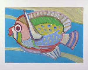 Paul Overhaus - Acryl op board, Hoi vis - Ingelijst kopen? Bied vanaf 100!