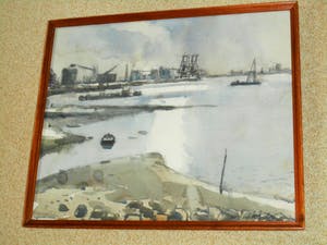 Joop Dam - Aquarel - Sloehaven kopen? Bied vanaf 75!
