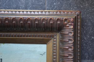 Niet of onleesbaar gesigneerd - Dorpsgezicht met kerktoren - Olieverf op doek kopen? Bied vanaf 10!