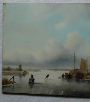 Johannes Hessel Brolsma - Olieverf op paneel , Klassiek Hollands Winterlandschap kopen? Bied vanaf 1!