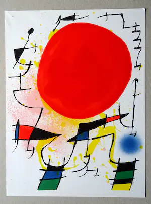 Joan Miro - " LeSoleil Rouge " , Litografia original III 1972 - Mourlot 858 kopen? Bied vanaf 139!