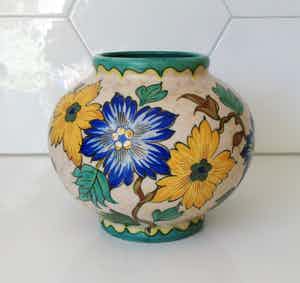 Plateelbakkerij Zuid-Holland - Platelen bolvaas decor Riza uit 1922 verkocht voor € 25!