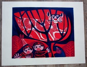 Gerrit de Moree - Linosnede: Kat in de boom - 1973 kopen? Bied vanaf 49!