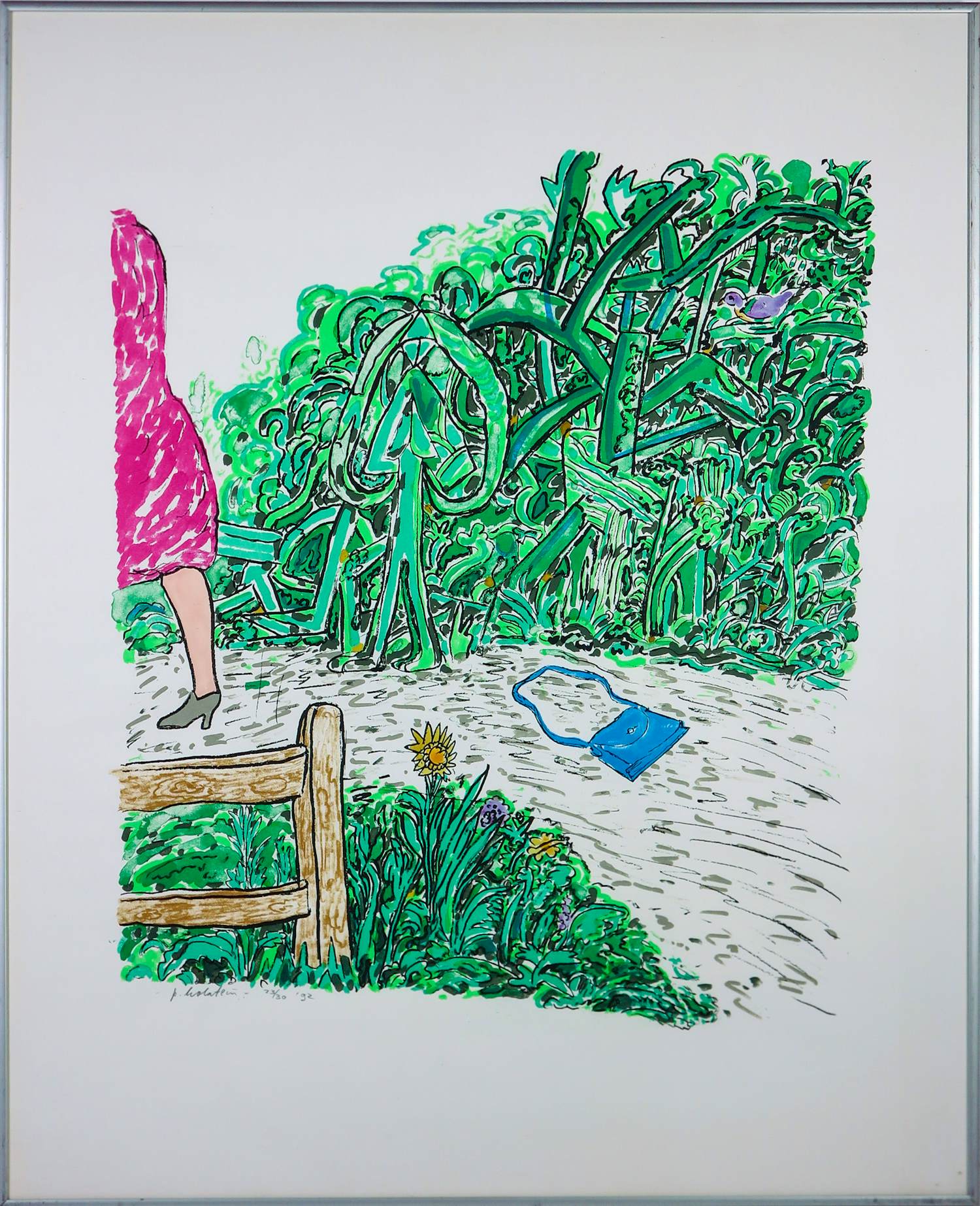 Pieter Holstein - Zeefdruk op papier, Damestasje - Ingelijst kopen? Bied vanaf 80!