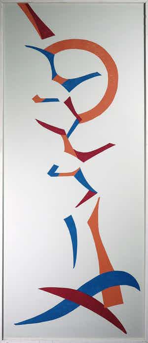 Paul Overhaus - Houtsnede op Japans papier, Vogels in vlucht - Ingelijst (Zeer groot en zwaar) verkocht voor € 1!