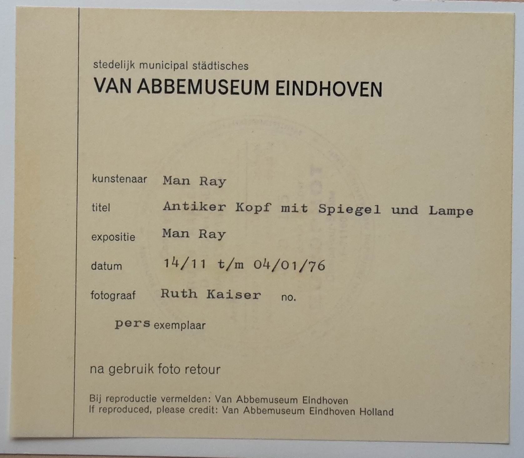 Man Ray - Antiker Kopf mit Spiegel und Lampe kopen? Bied vanaf 20!