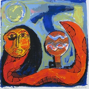 John Lie a Fo - Zeefdruk, Zonder titel - Ingelijst kopen? Bied vanaf 60!