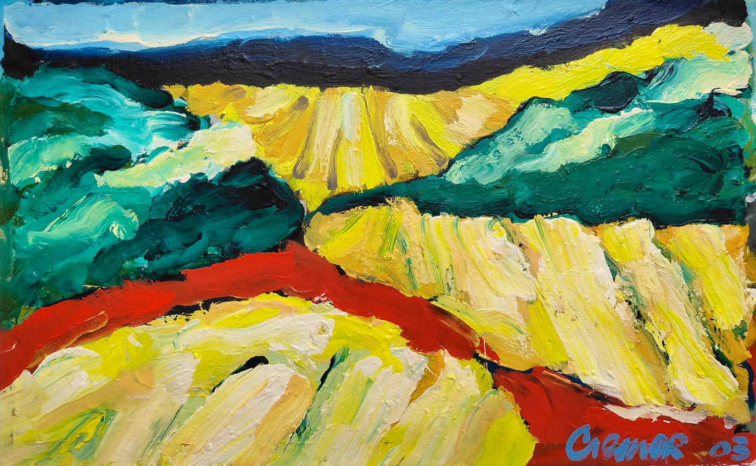 Jan Cremer - Toscaans landschap, olieverf op dik papier (mooi ingelijst, groot!) kopen? Bied vanaf 2995!