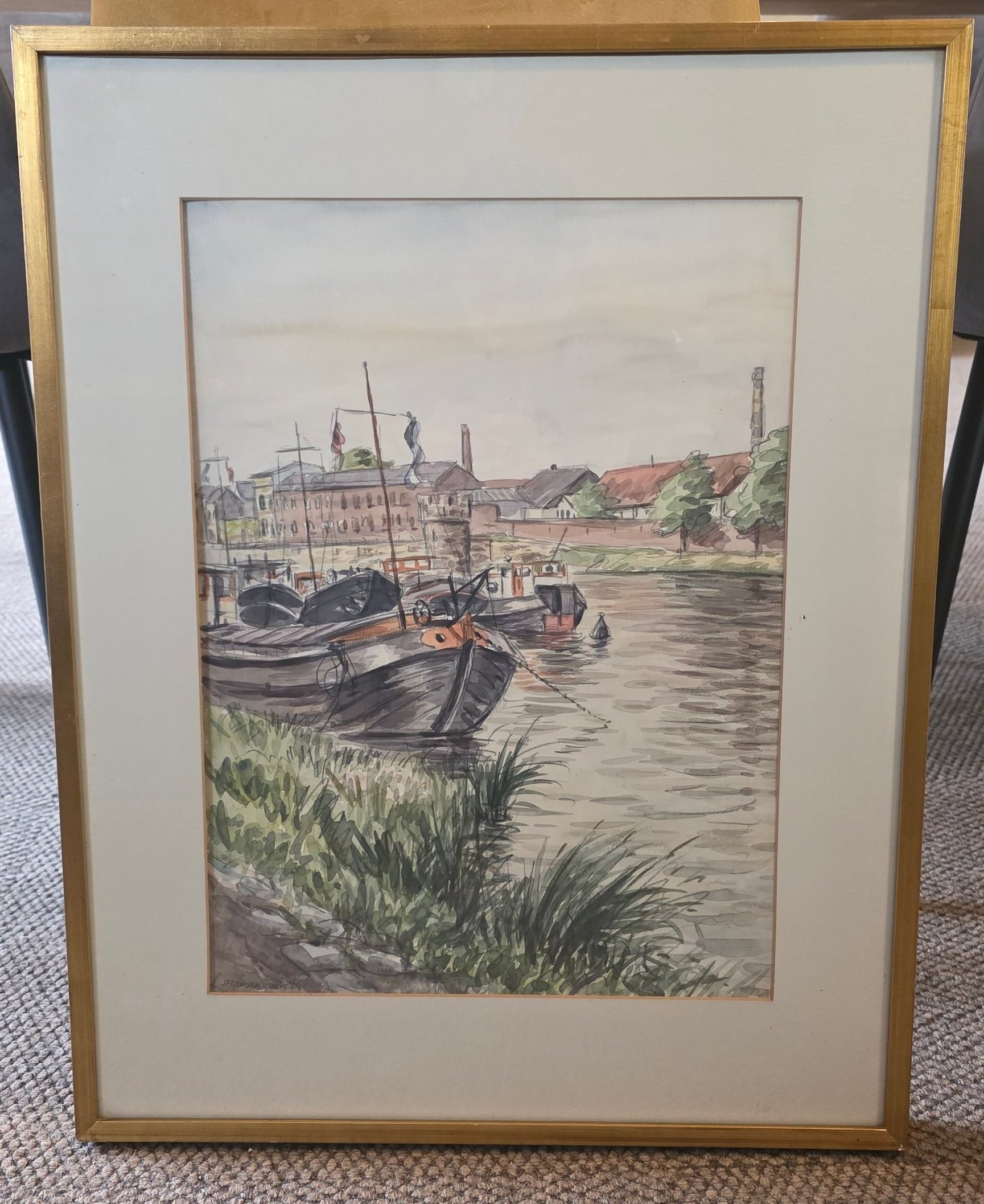 Jan Geusebroek - Zonder titel - Kanaal met schepen kopen? Bied vanaf 30!