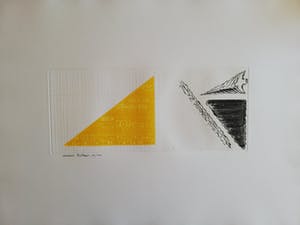 Hannes Postma - VREDESDUIF MET DRIEHOEK / ZW-W ETS EN KLEURETS + RELIEF / 50x65cm / SIG kopen? Bied vanaf 23!
