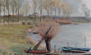 Wim van den Anker - Mars polder bij Lienden - Olieverf kopen? Bied vanaf 75!