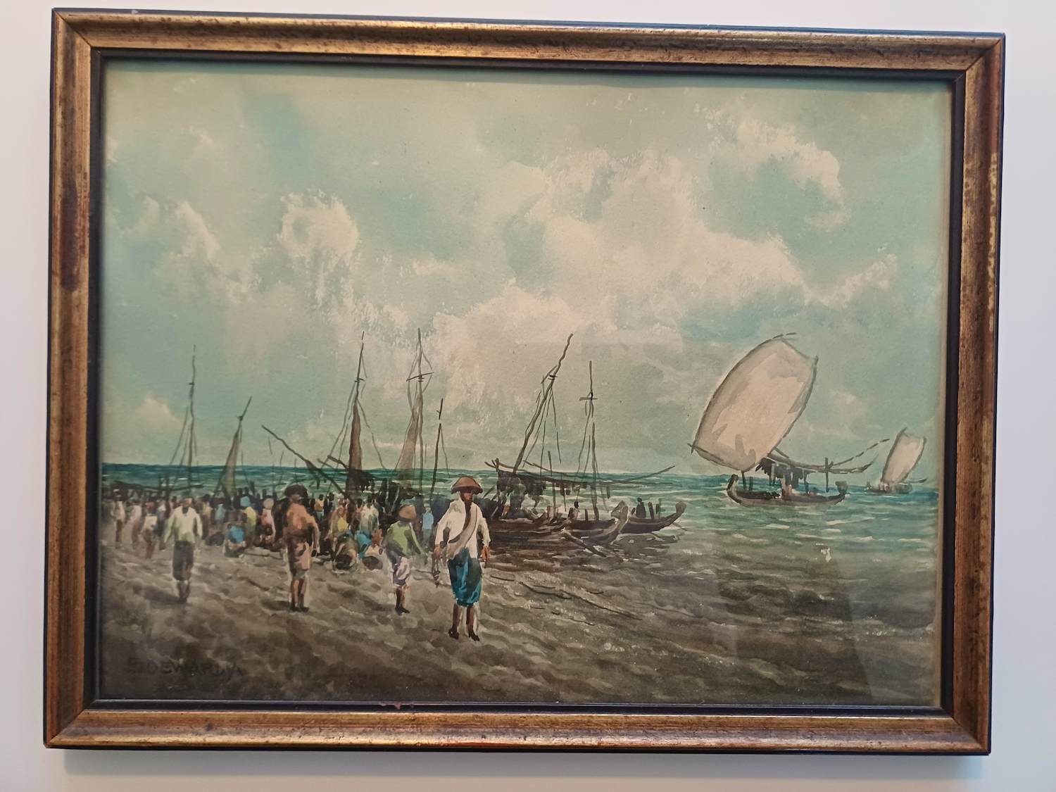 Soewardja - Zeegezicht, strand met vissersboten kopen? Bied vanaf 25!