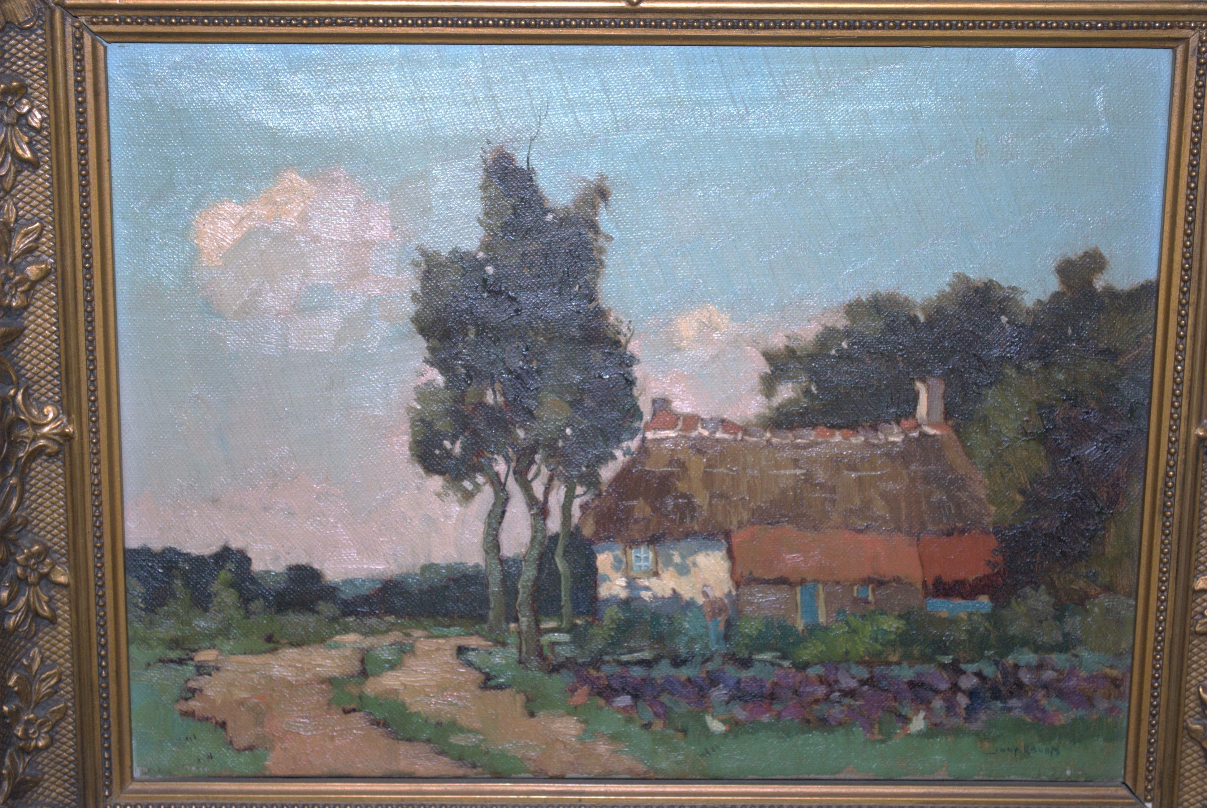Joop Kropff - boerderij in zonnig landschap - olieverfschilderij  kopen? Bied vanaf 190!