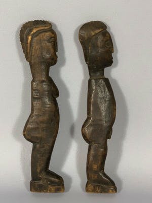 Dogon - 190822 - Very Old Tribal used African couple EWE statues - Togo kopen? Bied vanaf 35!