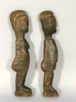 Dogon - 190822 - Very Old Tribal used African couple EWE statues - Togo verkocht voor € 35!