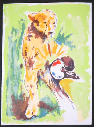 Carlos Blaaker - Zeefdruk, Panter en kraanvogel kopen? Bied vanaf 1!