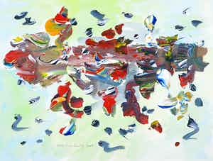 Freddy Flores Knistoff - Aquarel en acryl op papier, Zonder titel verkocht voor € 100!