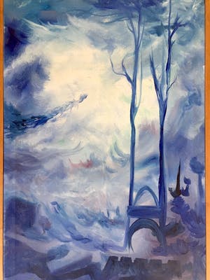 David Rakia - "Compositie in Blauw" - Olieverf op Doek kopen? Bied vanaf 60!