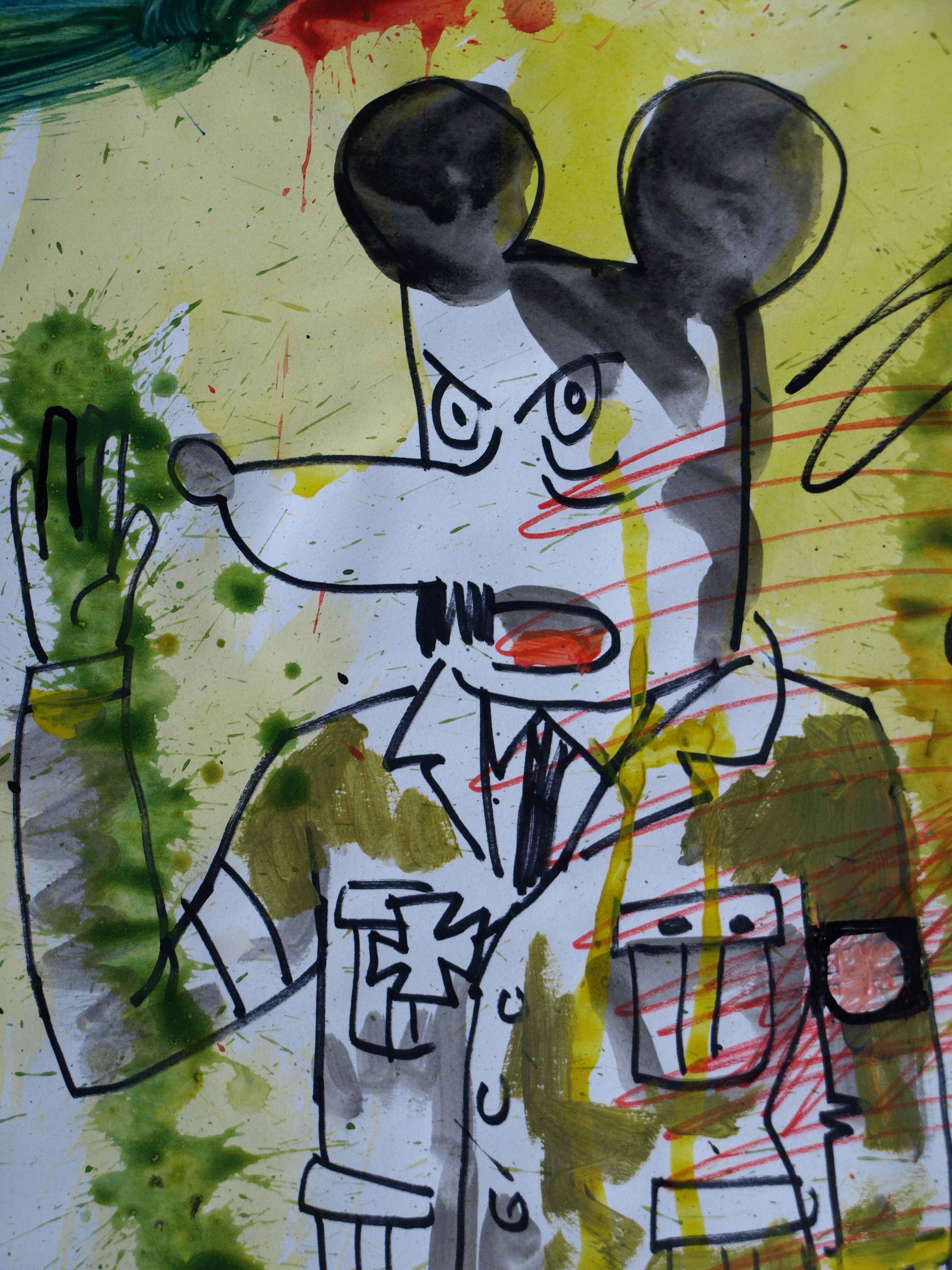 Peter Klashorst - Aquarel , Mickey Mouse als Adolf – 2016 kopen? Bied vanaf 30!