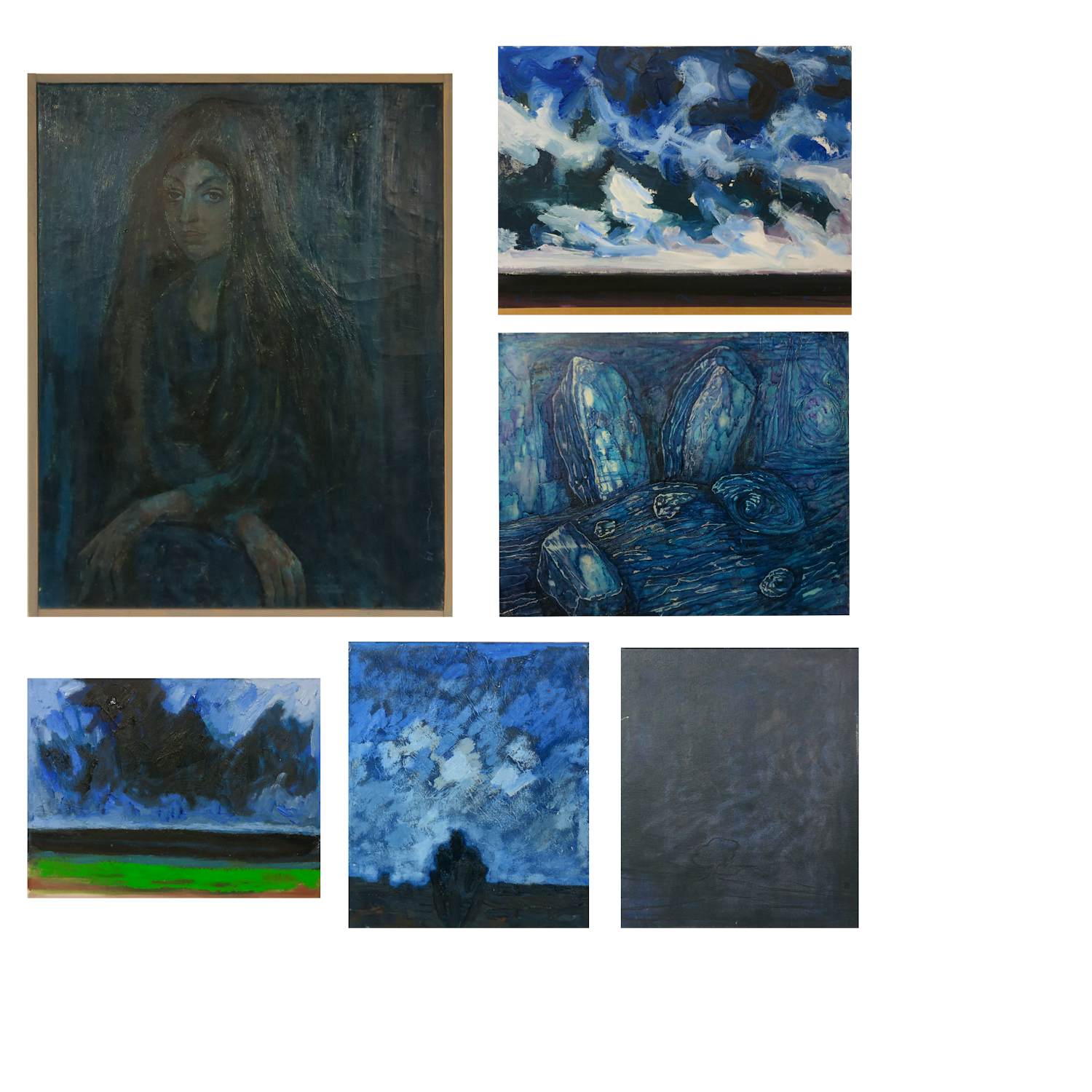 Janus Nuiten - Lot van zes schilderijen, Landschappen en portret kopen? Bied vanaf 100!