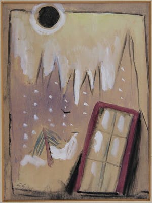 Gerard Grassere - Expressionistisch berglandschap met zon en raam. kopen? Bied vanaf 30!