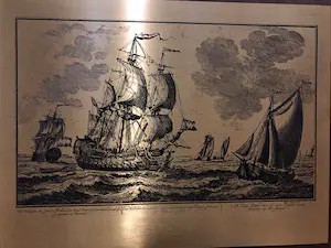 Pieter Schenk - Een Hollands Oorlogsschip van de 4e Rang op zijn Engels gebouwt zijn Fok op Gyen kopen? Bied vanaf 50!