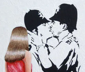 Gerard Boersma - Romeo's (Vrouw kijkend naar schilderij van Banksy) kopen? Bied vanaf 75!