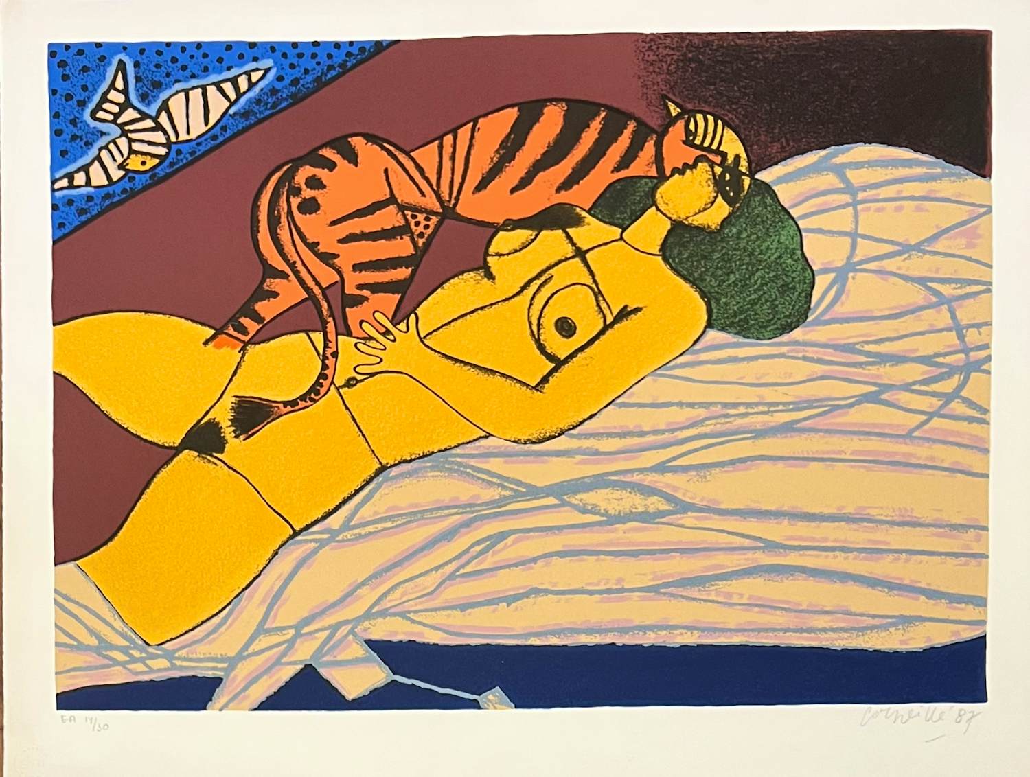 Corneille - Zeefdruk De verliefde tijger, 1987 kopen? Bied vanaf 650!