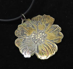 Yoka Voorbach - Collier met zilveren hanger met kleurenets, Magic eglantine kopen? Bied vanaf 1!