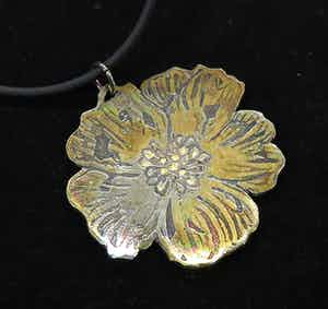 Yoka Voorbach - Collier met zilveren hanger met kleurenets, Magic eglantine verkocht voor € 1!