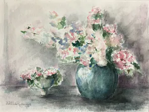 Maria de Ruiter de Witt - Vazen met bloemen | aquarel - ingelijst kopen? Bied vanaf 35!