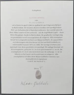 Klaas Gubbels - Natura Morta – complete kist met 10 werken kopen? Bied vanaf 2499!