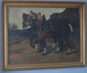 Niet of onleesbaar gesigneerd - Twee paarden. kopen? Bied vanaf 1!