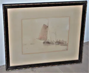 Everhardus Koster - fraai uitgewerkte aquarel met twee bemande botters kopen? Bied vanaf 195!