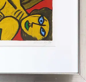 Corneille - Zeefdruk, Vrouw met zonnebloem - Ingelijst kopen? Bied vanaf 250!